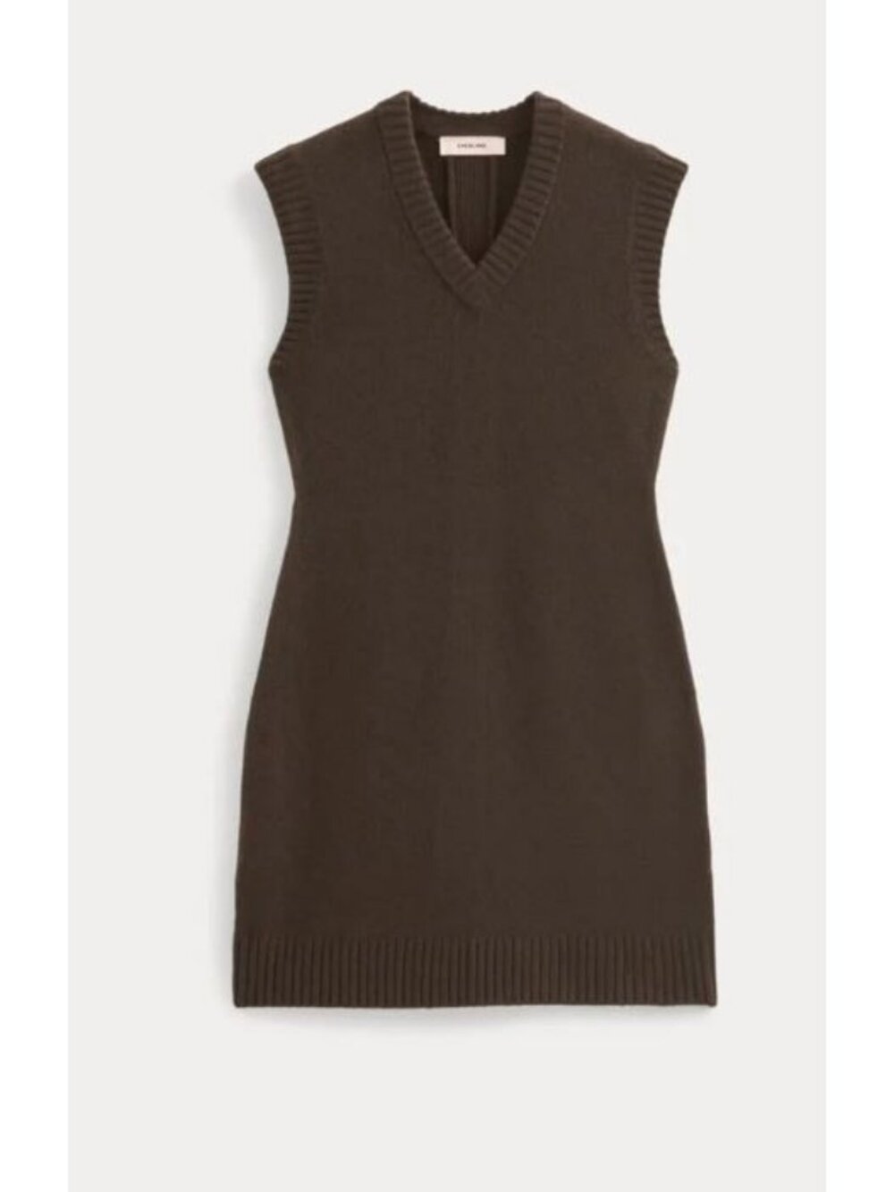 Everlane The Sweater Mini Dress in Luxe Merino Coffee Bean Dark Brown XL NWT